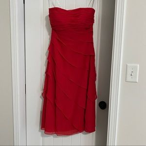 Red Dress with Ruffle Detail Size 12